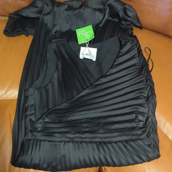 Sam Edelman Pleated Asymmetric Hem Satin Dress - Picture 8 of 12